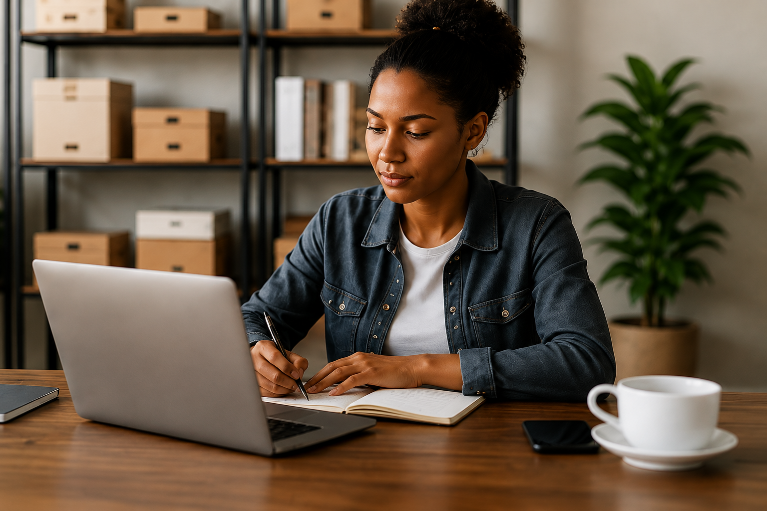 Entrepreneur working on business plan